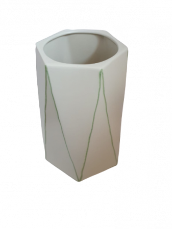 Set 1 lampa cu 1 vaza STRIPES, ceramica, alb/verde, 40/34 cm [4]