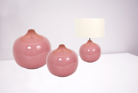 Set 1 Lampa cu 2 Vaze decorative GRAND BALL, ceramica, roz 33.5/27/23 cm [1]