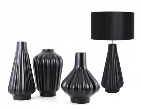 Set 1 Lampa cu 3 Vaze KNOPPER, ceramica, negru, 34/34/30/28 cm [3]