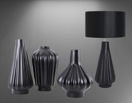 Set 1 Lampa cu 3 Vaze KNOPPER, ceramica, negru, 34/34/30/28 cm [2]