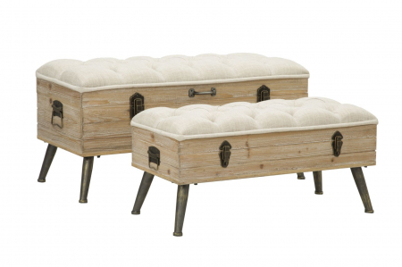 SALE % - Set 2 bancute cu depozitare TIRANA (cm) 102X43,5X49,5 - 82X36X37