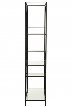 Set 2 biblioteci Circle, Sticla /Otel/Metal/Fier, Negru, 180.5x40x200.5 cm [2]