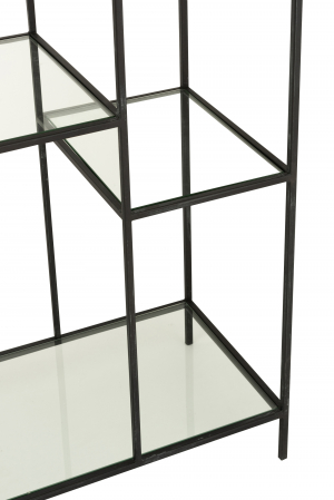 Set 2 biblioteci Circle, Sticla /Otel/Metal/Fier, Negru, 180.5x40x200.5 cm [5]