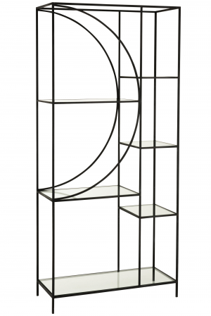 Set 2 biblioteci Circle, Sticla /Otel/Metal/Fier, Negru, 180.5x40x200.5 cm [6]
