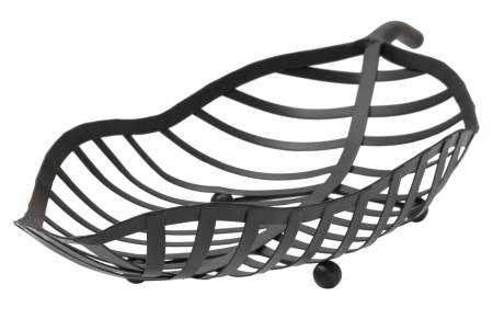 Set 2 boluri decorative Leaf, fier, negru, 61X25X7.5-55X20X7.5 cm [4]
