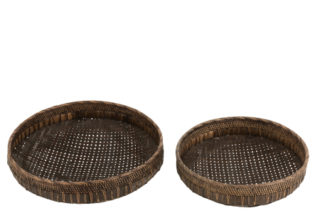 Set 2 boluri, Fibre naturale, Negru, 49.5x49.5x14 [2]