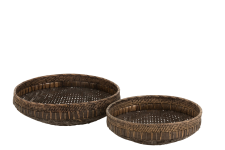 Set 2 boluri, Fibre naturale, Negru, 49.5x49.5x14 [1]