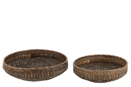 Set 2 boluri, Fibre naturale, Negru, 49.5x49.5x14 [2]