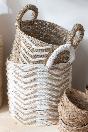 ORGANIZARE - Set 2 Coșuri cu mâner, Natur