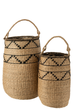 ORGANIZARE - Set 2 Coșuri cu mâner, Natur