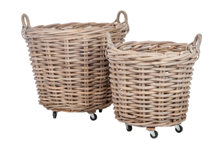 ORGANIZARE - Set 2 Coșuri cu mâner, Natur