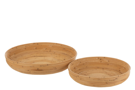 SALE % - Set 2 cosuri rattan, Fibre naturale, Natural, 50x50x10