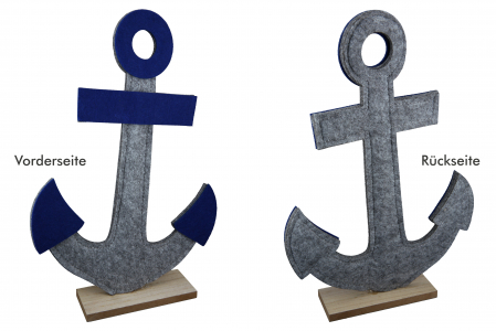 Set 2 decoratiuni Anchor, Fetru, Albastru, 22x32x5 cm [5]