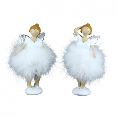 Set 2 decoratiuni Angel Diva, Rasina, Alb, 5x10x18 cm [1]