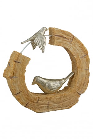 Set 2 decoratiuni Bird, Rasina, Maro/Argintiu, 19x18x5 cm [5]
