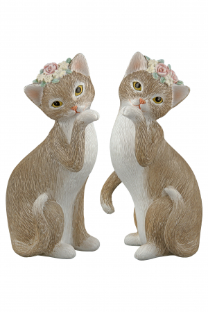 Set 2 decoratiuni Cat Nala, Rasina, Maro/Alb, 10x19x7 cm [8]