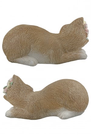Set 2 decoratiuni Cat Nala, Rasina, Maro/Alb, 15x7x8 cm [1]