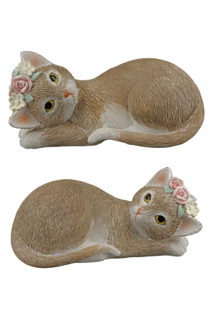 Set 2 decoratiuni Cat Nala, Rasina, Maro/Alb, 15x7x8 cm [5]