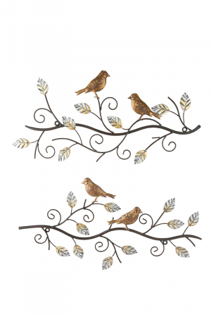 Set 2 decoratiuni de perete BIRDS tree, metal, 49X24 cm (X2) [1]