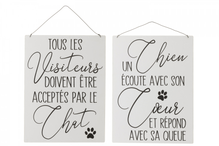 Set 2 decoratiuni de perete Dog Cat, Metal/Fier, Alb, 26.5x0.5x35 cm [1]