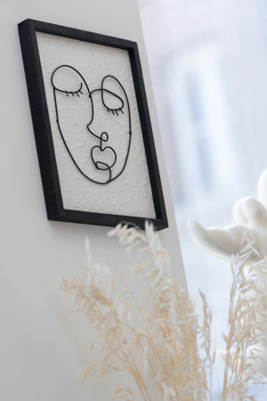 Set 2 decoratiuni de perete Faces, Lemn, Bej/Negru, 25x2.5x31 cm [3]