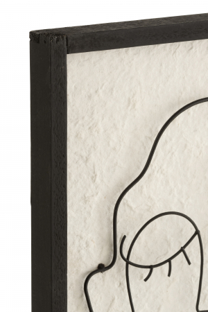 Set 2 decoratiuni de perete Faces, Lemn, Bej/Negru, 25x2.5x31 cm [1]