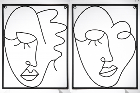 SALE % - Set 2 decoratiuni de perete Visione, Metal, Negru, 30x40x1.5 cm