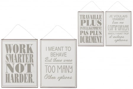 SALE % - Set 2 decoratiuni de perete Work Options, Metal/Fier, Gri, 26.5x0.3x35 cm