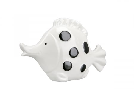 Set 2 decoratiuni Fin Fish, Portelan, Alb, 5.5x23x15 cm [2]