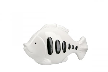 Set 2 decoratiuni Fin Fish, Portelan, Alb, 5.5x23x15 cm [1]