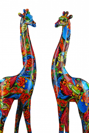 Street art - Set 2 decoratiuni Giraffe Art Urban, Rasina, Multicolor, 13.5x48x8.5 cm