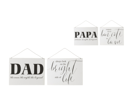 SALE % - Set 2 decoratiuni Life Dad, Metal/Fier, Alb, 35x0.5x36.5 cm
