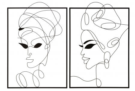 Set 2 decoratiuni pentru perete Woman Simply, Fier, Negru, 100x70x1 cm [5]
