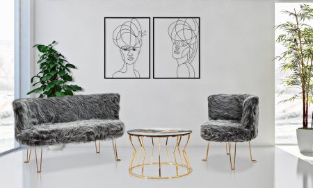 SALE % - Set 2 decoratiuni pentru perete Woman Simply, Fier, Negru, 80x60x1 cm
