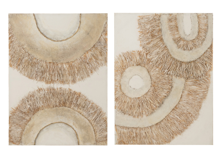 Set 2 decoratiuni perete, Panza/fibre, Multicolor, 90x120x4 [1]