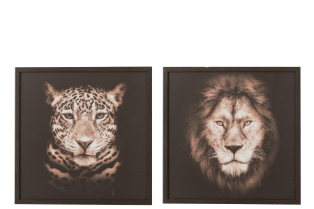 Tablouri - Set 2 decoratiuni perete, rama lemn, Maro, 52.5x52.5x3