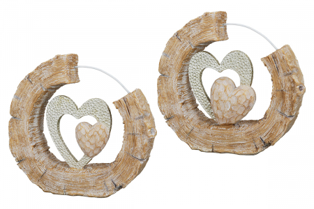 SALE % - Set 2 decoratiuni Sculpture, Rasina, Maro/Argintiu, 4x18x17.5 cm