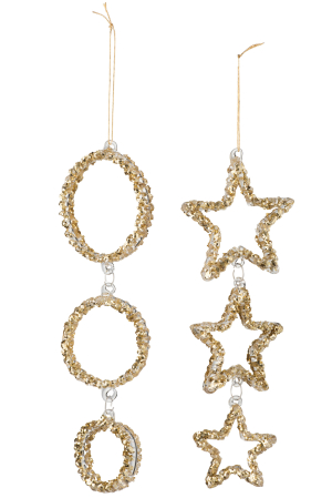 Accesorii - Set 2 decoratiuni, Sticla, Auriu, 23x9x2.5