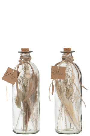 IN STOC - Set 2 decoratiuni, Sticla, Natural, 7x7x21