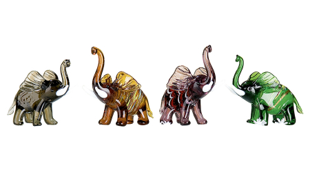 Set 4 elefanti asortati Cylinder, sticla, multicolor, 5 x 8.5 x 7 cm [1]