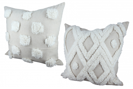 SALE % - Set 2 fete de perne Yucca, Panza, Gri/Alb, 45x45 cm