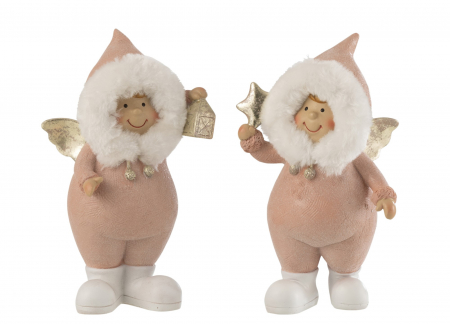 SALE % - Set 2 figurine Angel Star And Lantern, Rasina, Roz, 13x9.5x22 cm