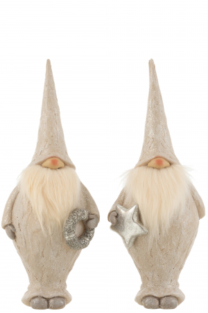Mos Craciun - Set 2 figurine asortate, Compozit, Argintiu, 14x11x36.5 cm