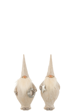 Mos Craciun - Set 2 figurine asortate, Compozit, Argintiu, 19x10x25 cm