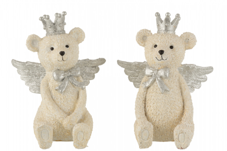 Decoratiuni - Set 2 figurine asortate, Compozit, Argintiu, 23x14x18 cm