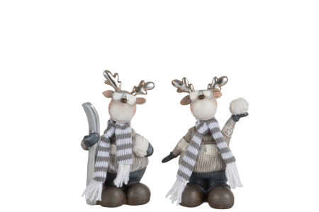 Decoratiuni - Set 2 figurine asortate, Compozit, Gri, 10x8x17.5 cm