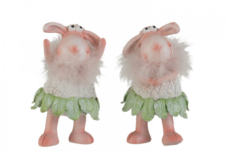 SALE % - Set 2 figurine asortate, Compozit, Roz, 10x9.5x18 cm