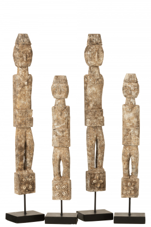 Tribal - Set 2 figurine asortate, Lemn, Natural, 10x8x54 cm