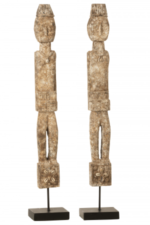 Set 2 figurine asortate, Lemn, Natural, 10x8x54 cm [1]