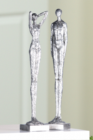 IN STOC - Set 2 figurine asortate Millenium rasina, argintiu, 60x11x11 cm